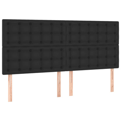Testiera 4 pz Nero 90x5x78/88 cm in Similpelle