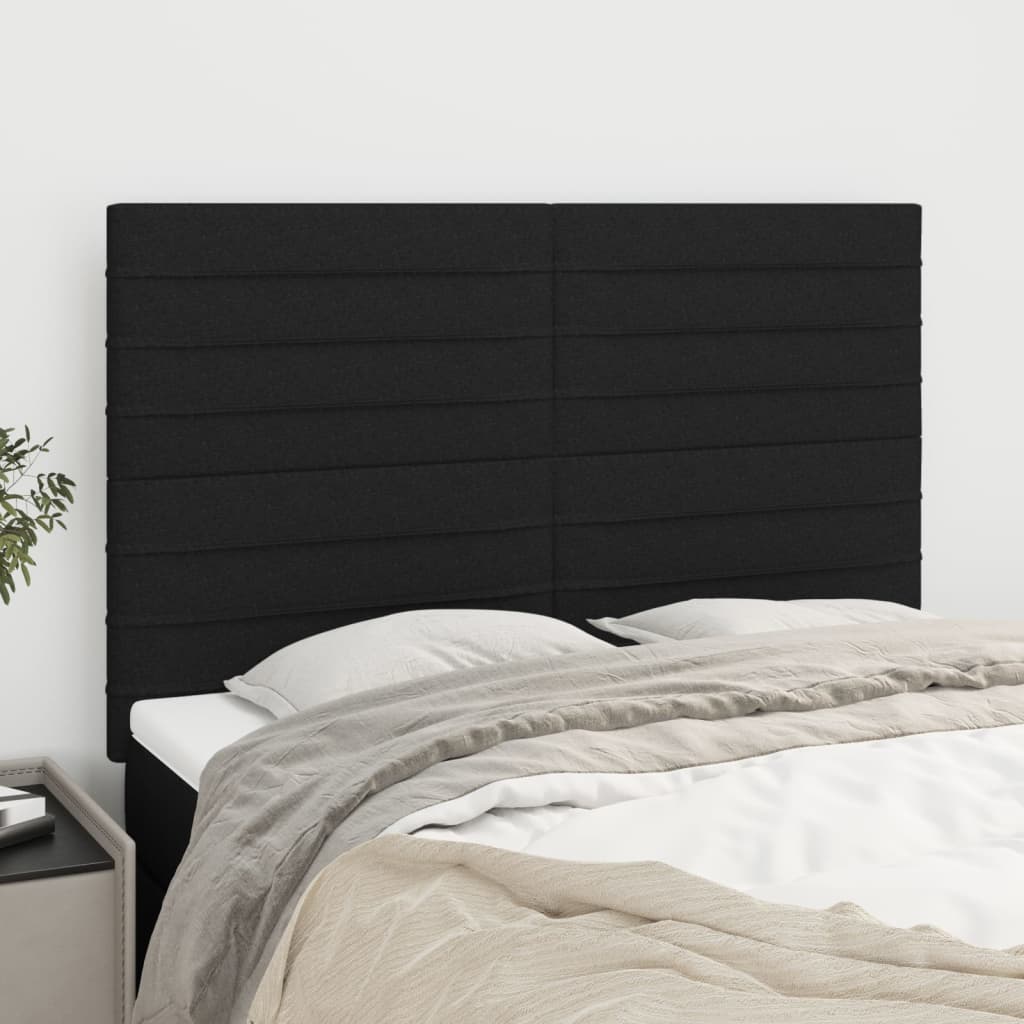 Testiera Nera 144x5x118/128 cm Tessuto