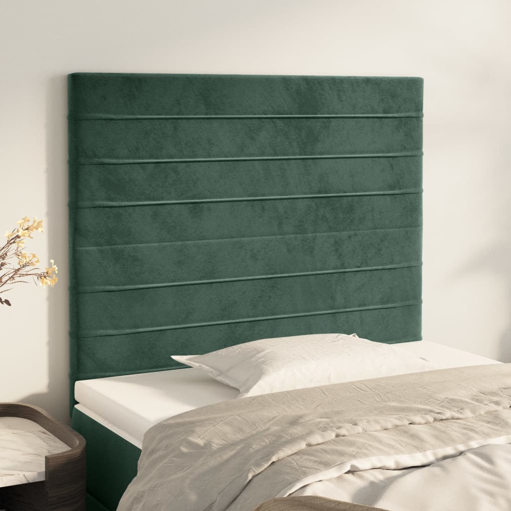 Testiera 2 pz Verde scuro 90x5x78/88 cm in Velluto