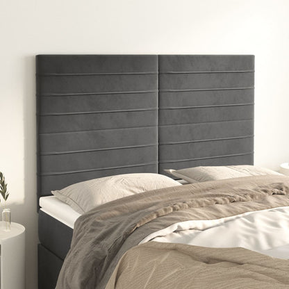 Testiera Grigio Scuro 144x5x118/128 cm Velluto