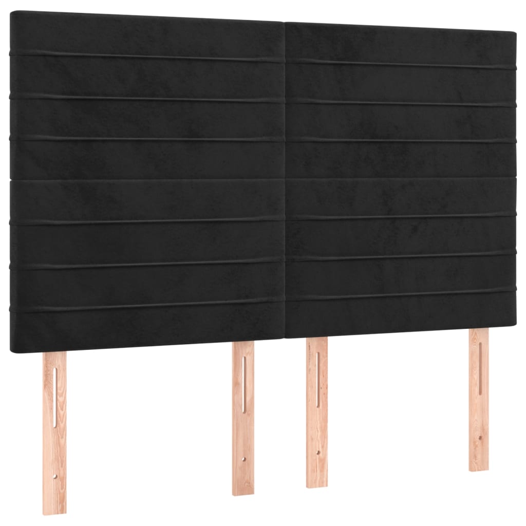 Testiera Nera 144x5x118/128 cm Velluto