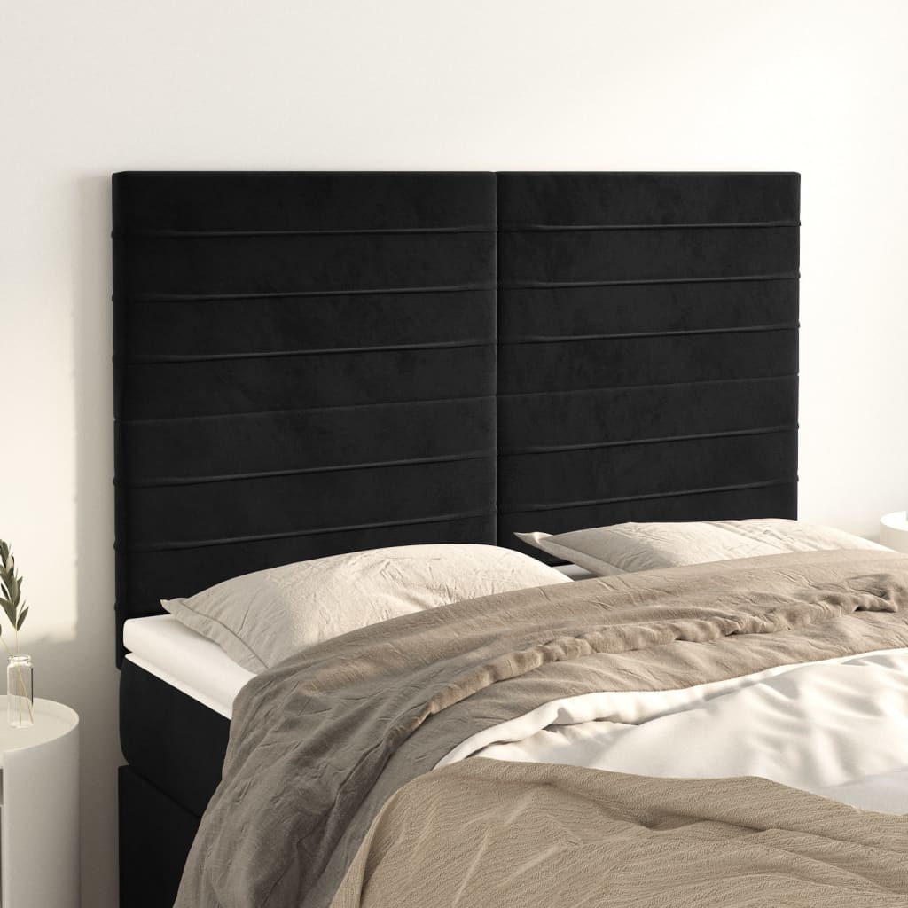 Testiera Nera 144x5x118/128 cm Velluto