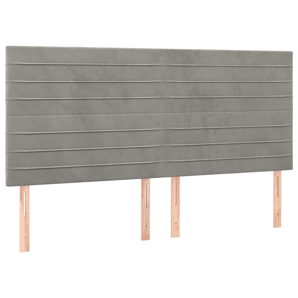 Testiera 4 pz Grigio Chiaro 80x5x78/88 cm in Velluto