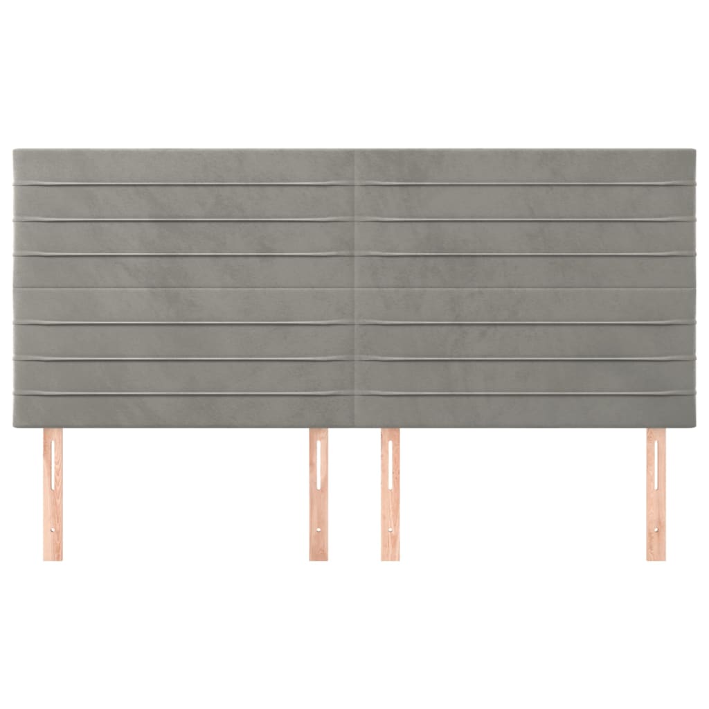 Testiera 4 pz Grigio Chiaro 80x5x78/88 cm in Velluto
