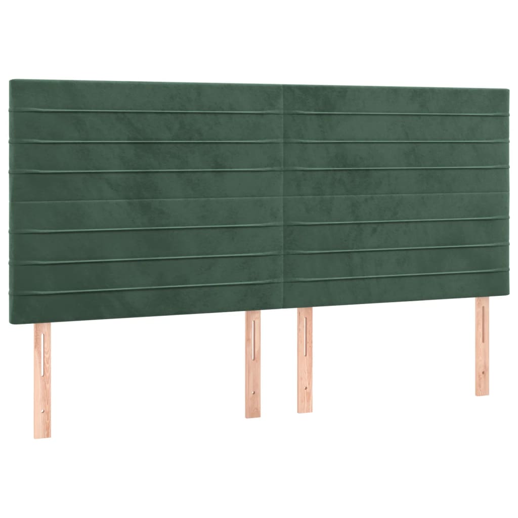 Testiera 4 pz Verde Scuro 80x5x78/88 cm in Velluto