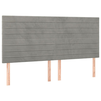 Testiera 4 pz Grigio Chiaro 90x5x78/88 cm in Velluto