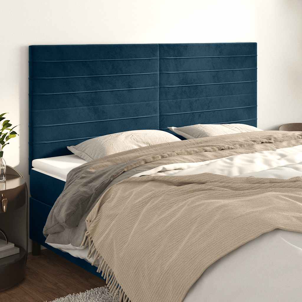Testiera Blu Scuro 200x5x118/128 cm Velluto