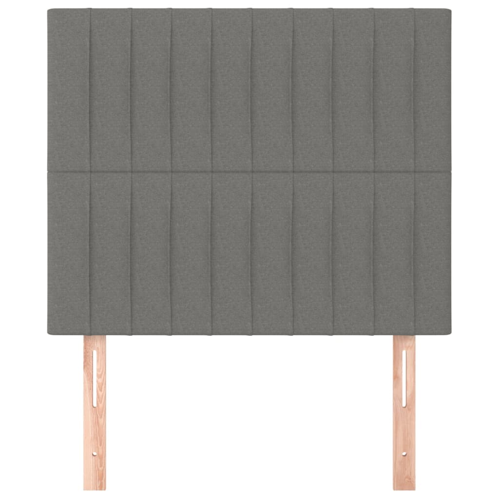 Testiera 2 pz Grigio Scuro 90x5x78/88 cm in Tessuto