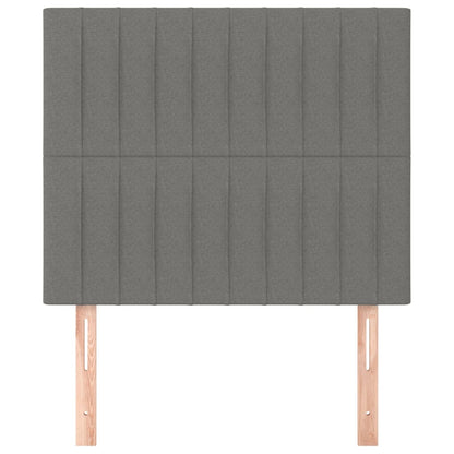 Testiera 2 pz Grigio Scuro 90x5x78/88 cm in Tessuto