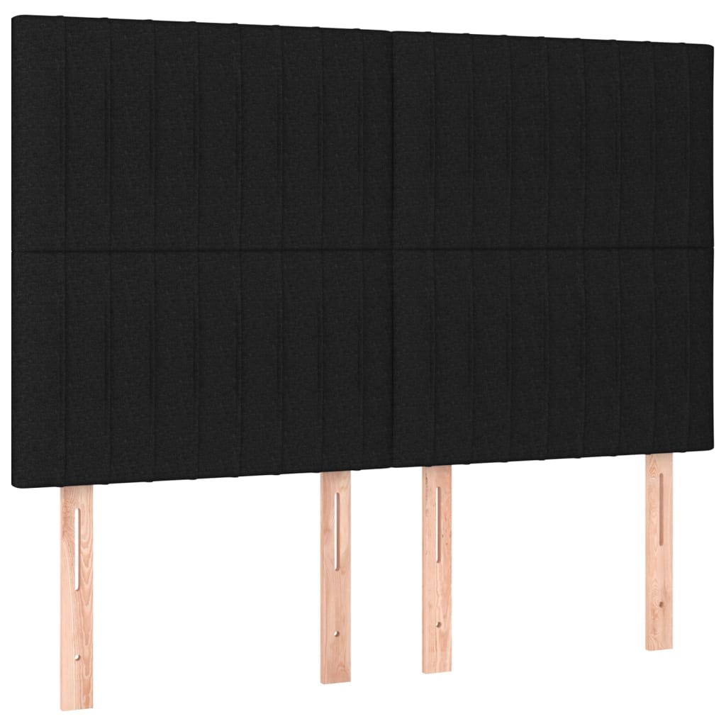 Testiera Nera 144x5x118/128 cm Tessuto