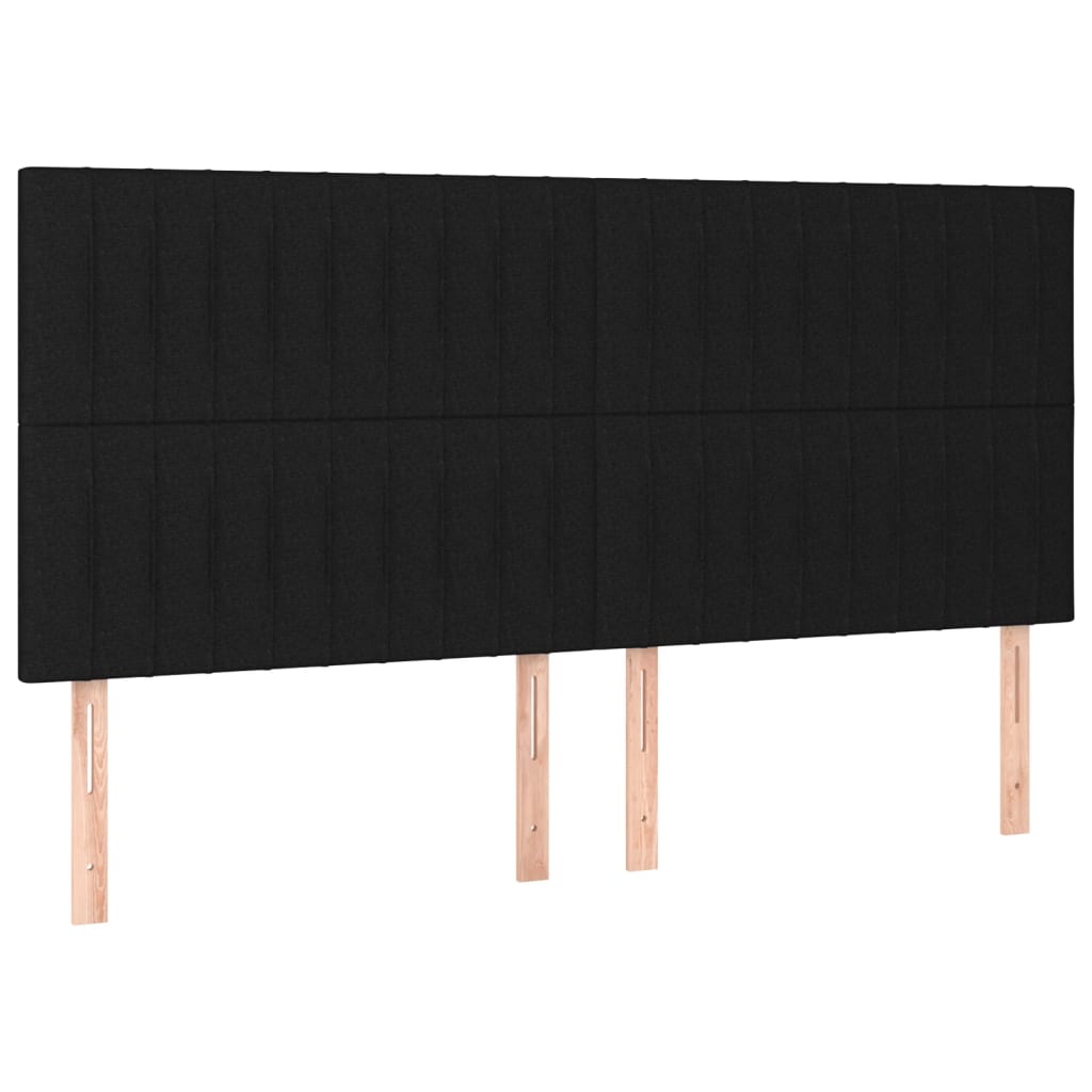 Testiera 4 pz Nera 80x5x78/88 cm in Tessuto