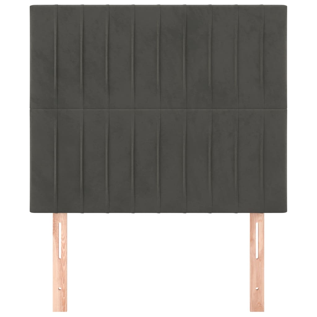 Testiera 2 pz Grigio Scuro 80x5x78/88 cm in Velluto