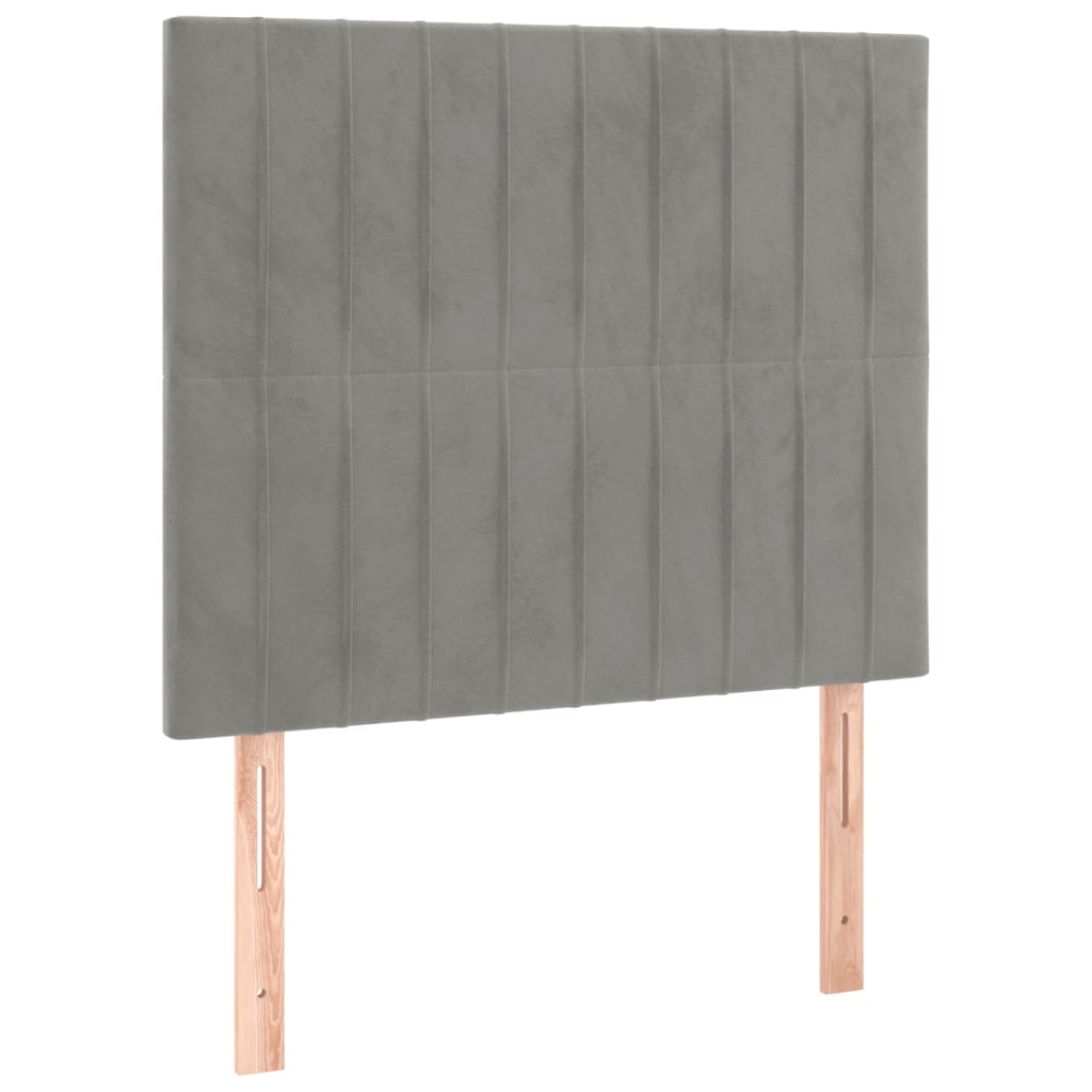 Testiera 2 pz Grigio Chiaro 90x5x78/88 cm in Velluto