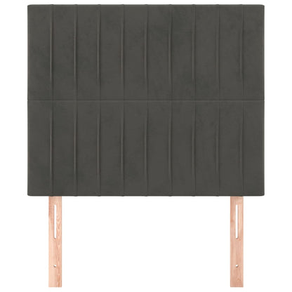 Testiera 2 pz Grigio Scuro 90x5x78/88 cm in Velluto