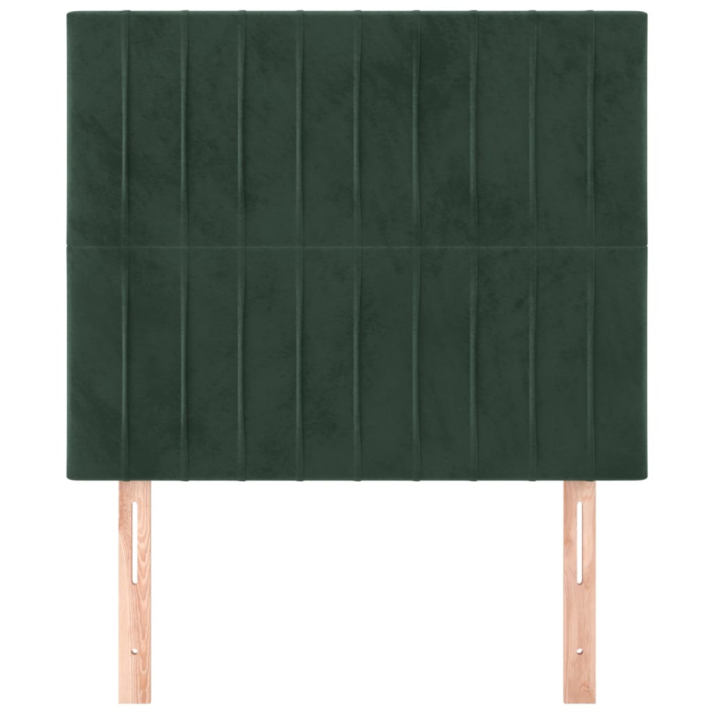 Testiera 2 pz Verde scuro 90x5x78/88 cm in Velluto