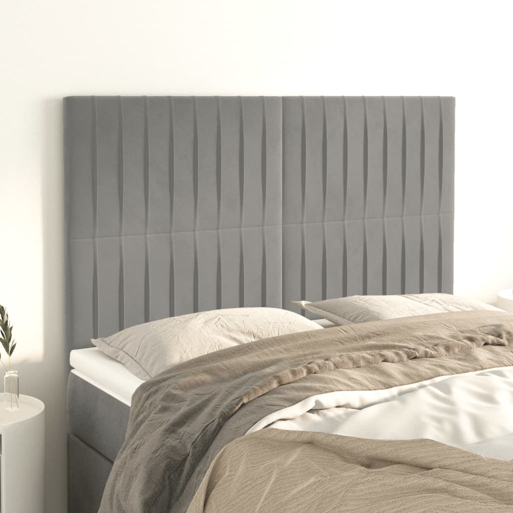 Testiera Grigio Chiaro 144x5x118/128 cm Velluto