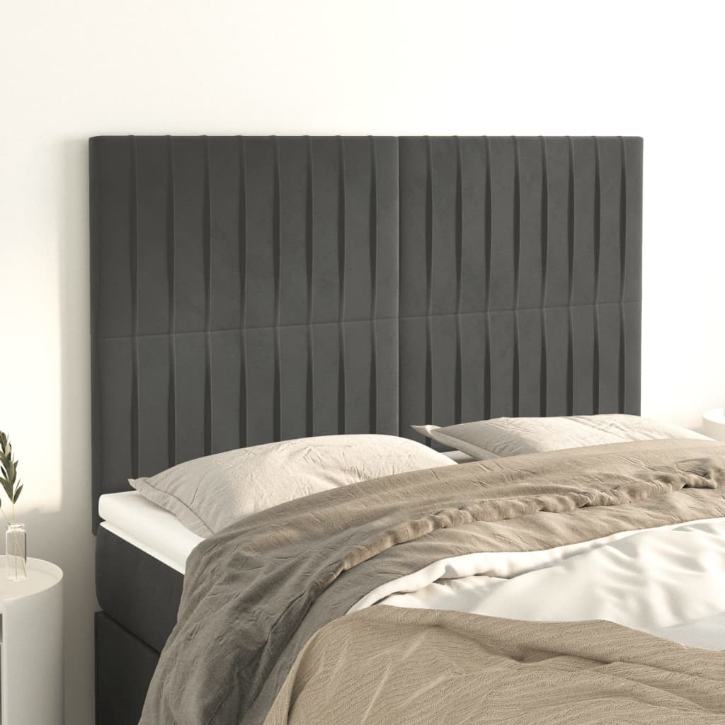Testiera Grigio Scuro 144x5x118/128 cm Velluto
