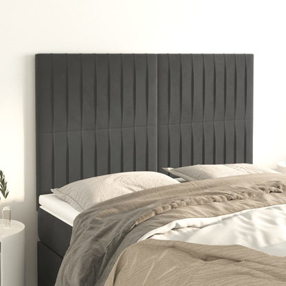 Testiere 4 pz Grigio Scuro 72x5x78/88 cm in Velluto