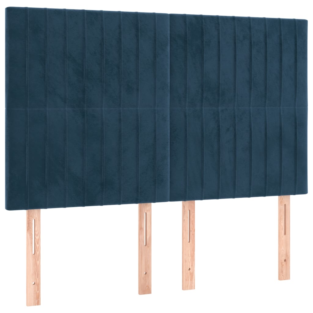 Testiere 4 pz Blu Scuro 72x5x78/88 cm in Velluto