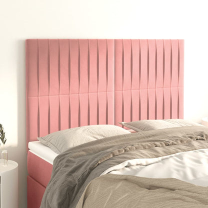 Testiera Rosa 144x5x118/128 cm Velluto