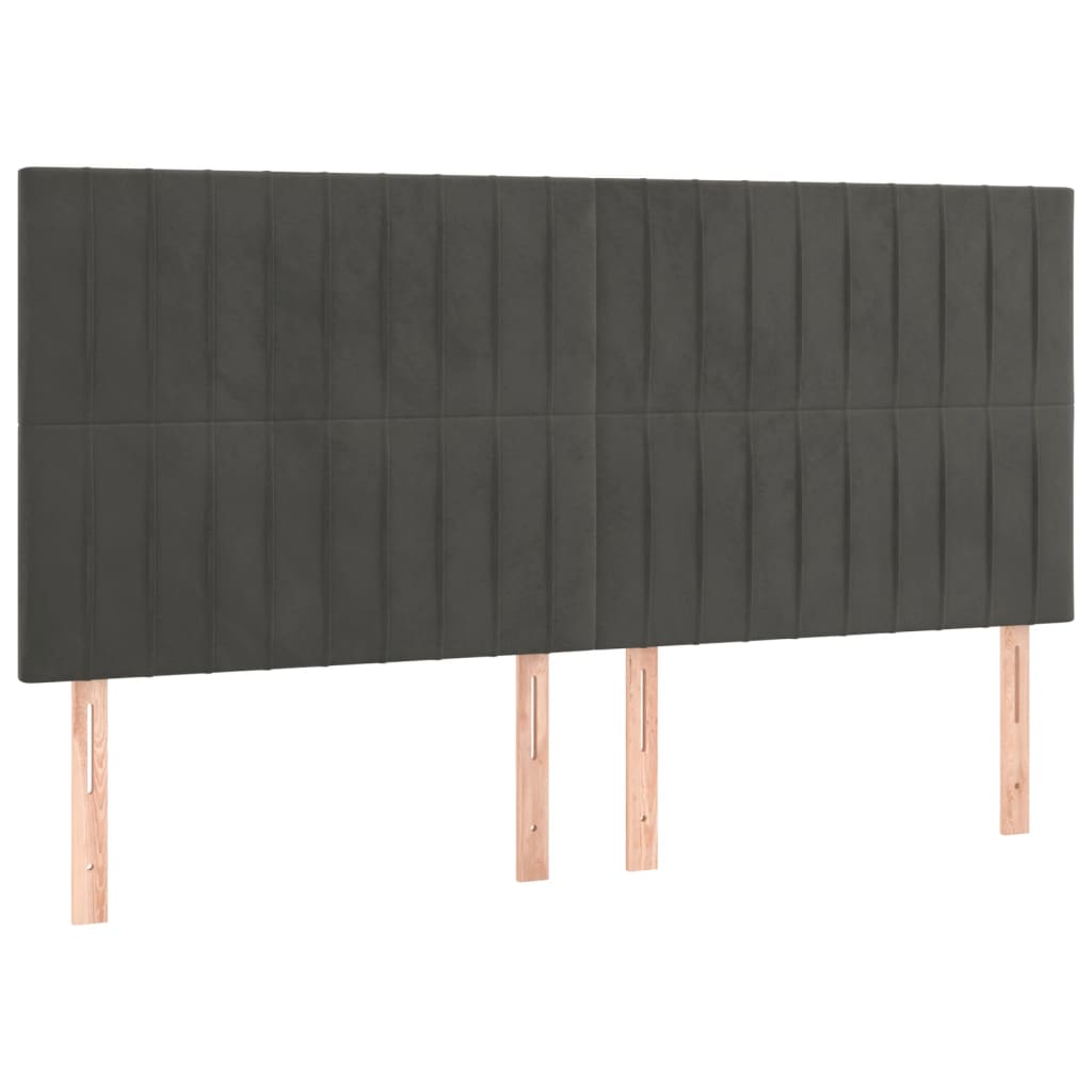 Testiera Grigio Scuro 160x5x118/128 cm Velluto
