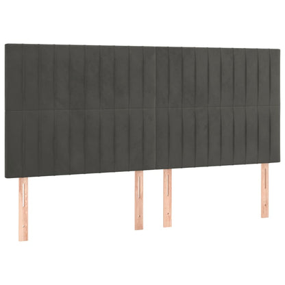 Testiera Grigio Scuro 160x5x118/128 cm Velluto
