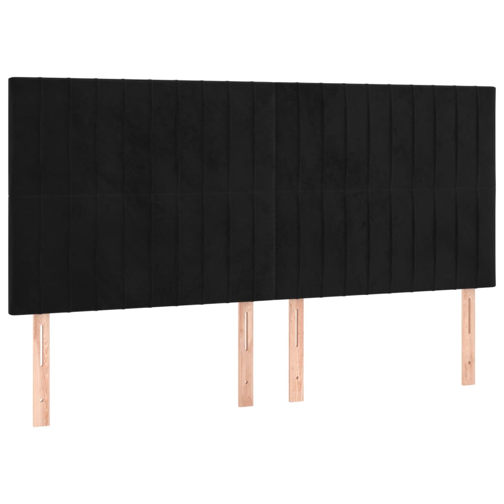 Testiera 4 pz Nera 80x5x78/88 cm in Velluto
