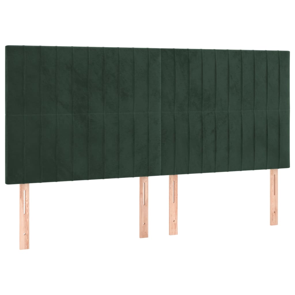 Testiera 4 pz Verde Scuro 80x5x78/88 cm in Velluto