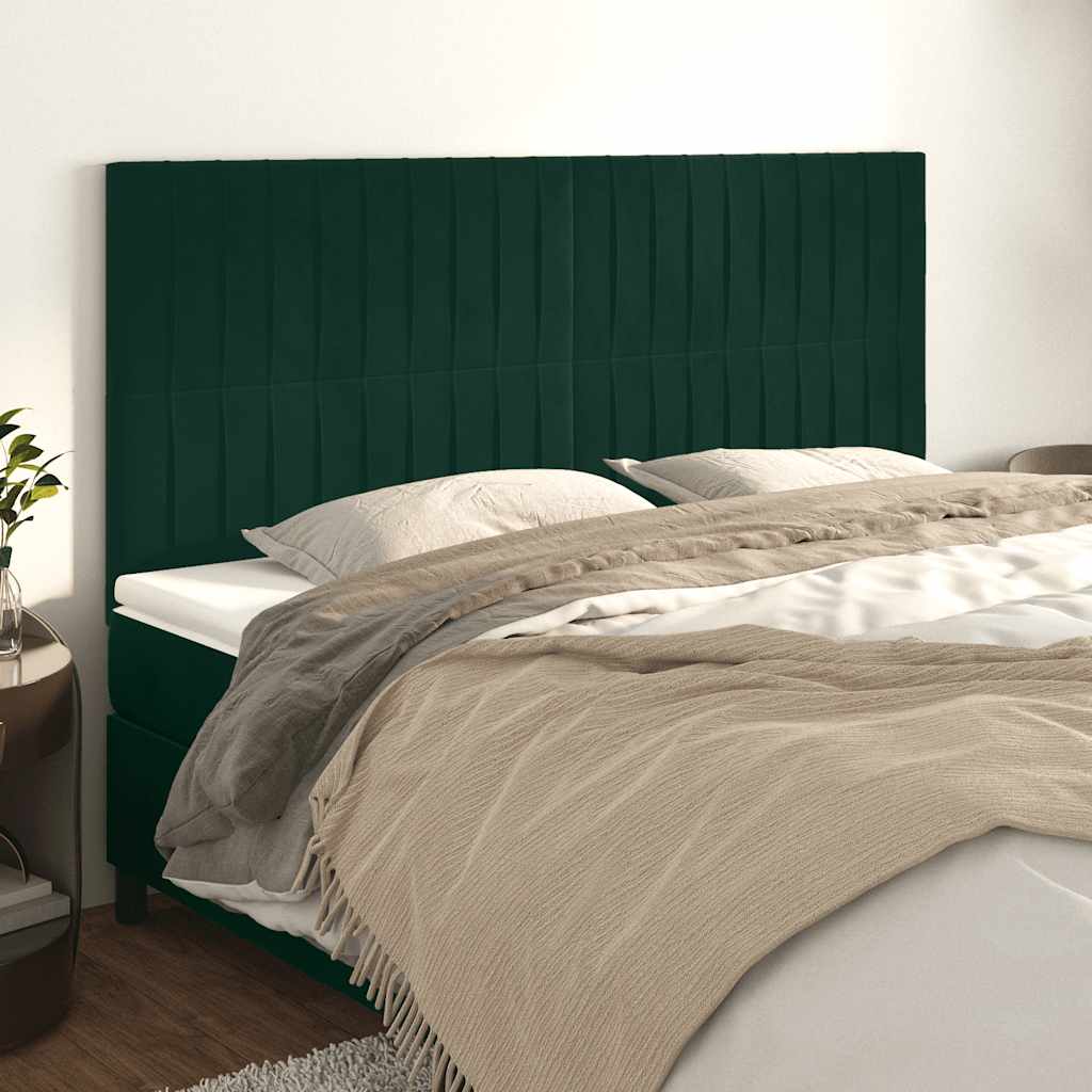 Testiera Verde Scuro 160x5x118/128 cm Velluto