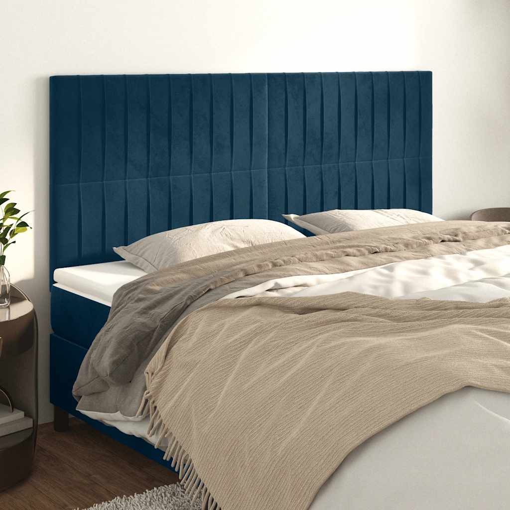 Testiera Blu Scuro 160x5x118/128 cm Velluto