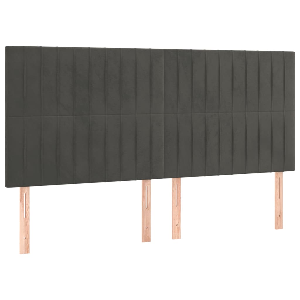 Testiera Grigio Scuro 180x5x118/128 cm Velluto