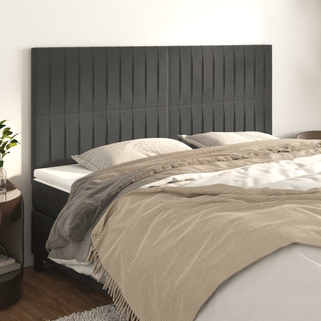 Testiera Grigio Scuro 180x5x118/128 cm Velluto