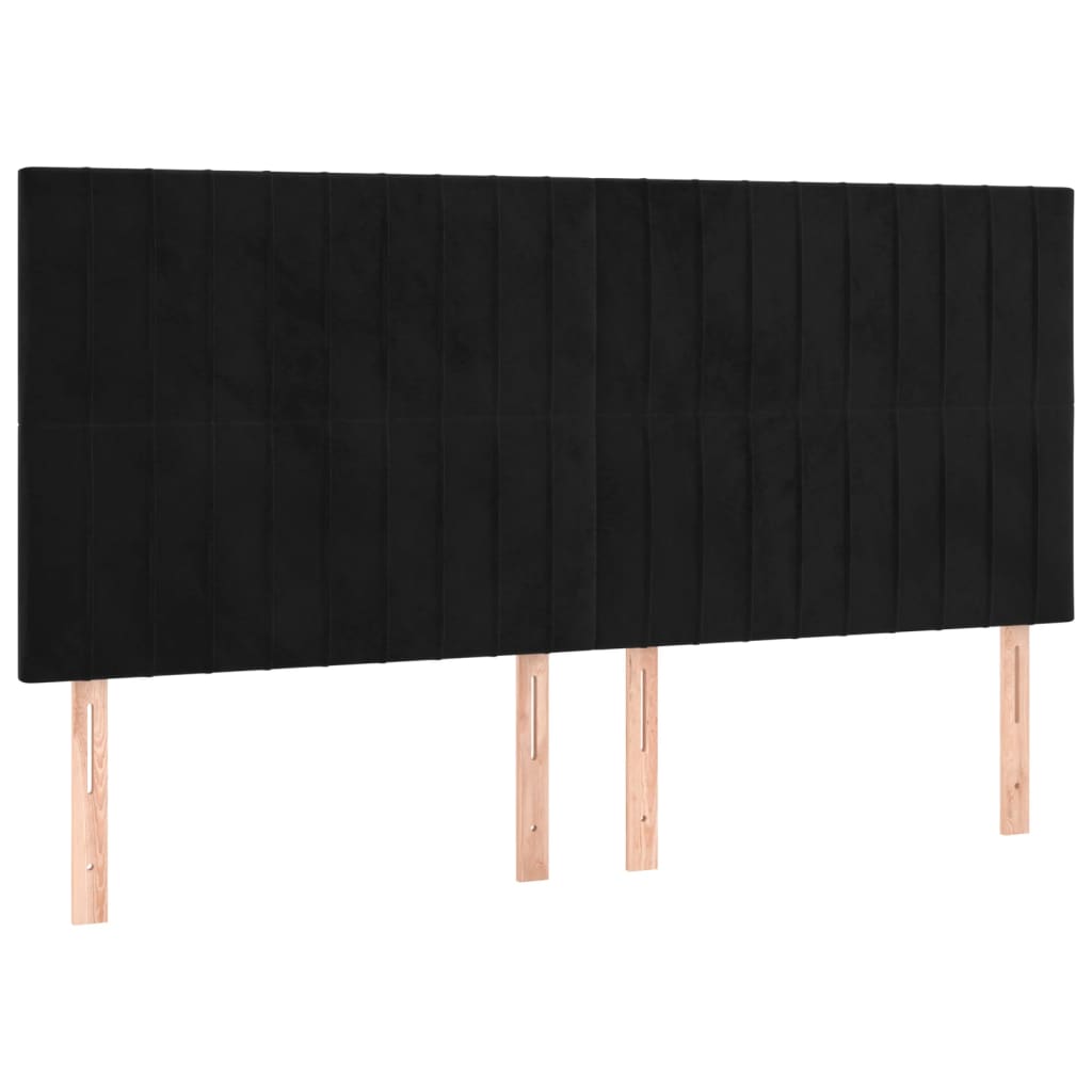 Testiera 4 pz Nera 90x5x78/88 cm in Velluto