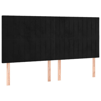 Testiera 4 pz Nera 90x5x78/88 cm in Velluto