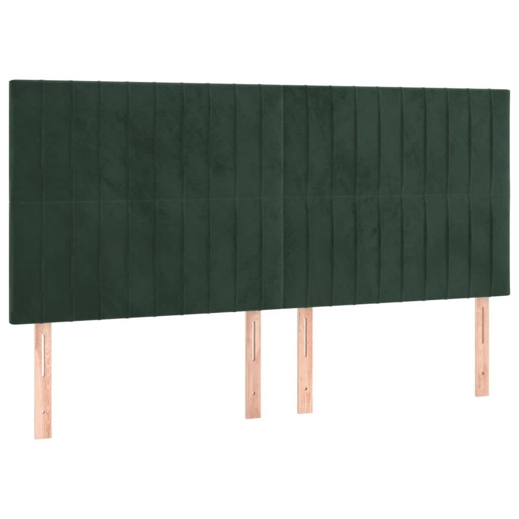 Testiera 4 pz Verde scuro 90x5x78/88 cm in Velluto