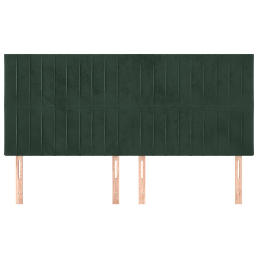 Testiera 4 pz Verde scuro 90x5x78/88 cm in Velluto