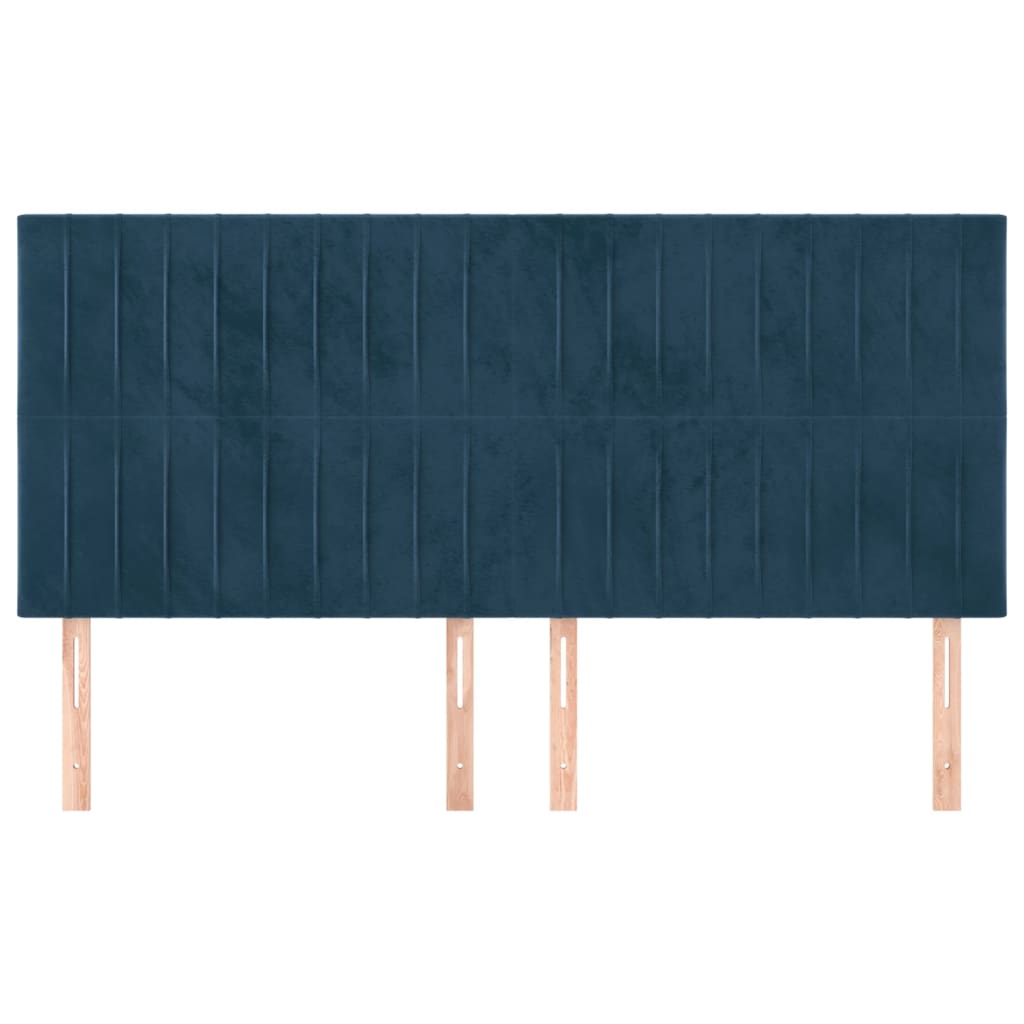 Testiera 4 pz Blu scuro 90x5x78/88 cm in Velluto