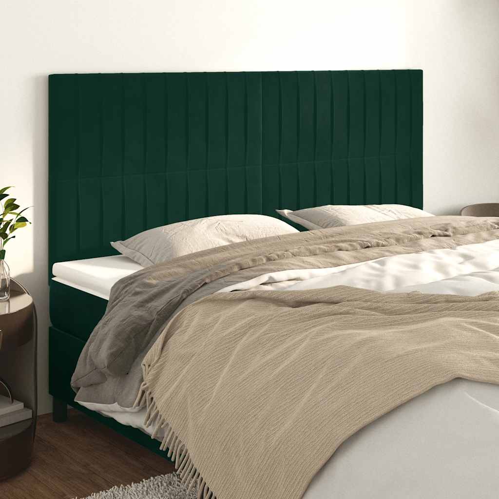 Testiera Verde Scuro 200x5x118/128 cm Velluto