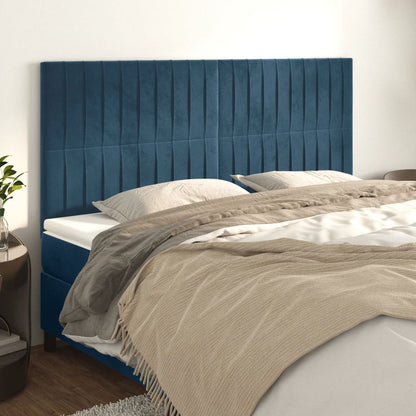 Testiere 4 pz Blu Scuro 100x5x78/88 cm in Velluto