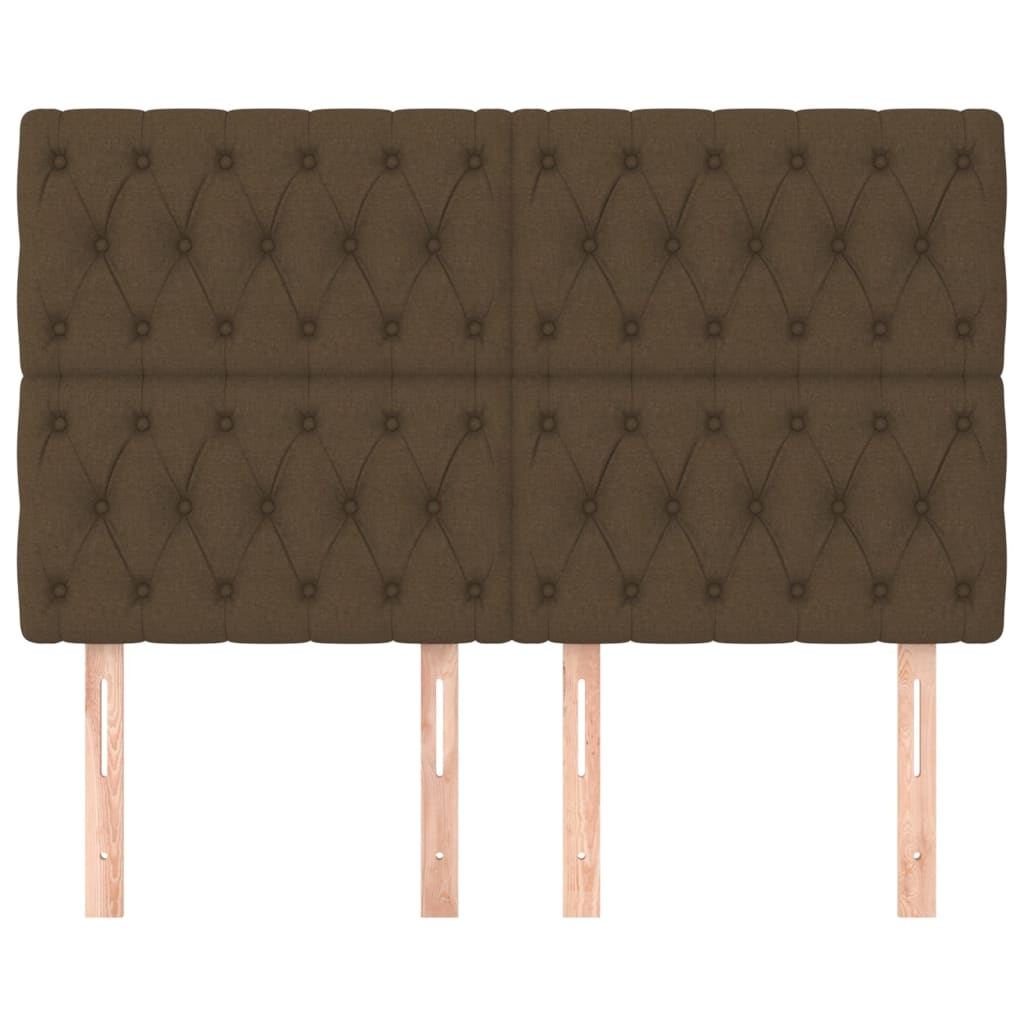 Testiera 4 pz Marrone Scuro 80 x 7 x 78/88 cm in Tessuto