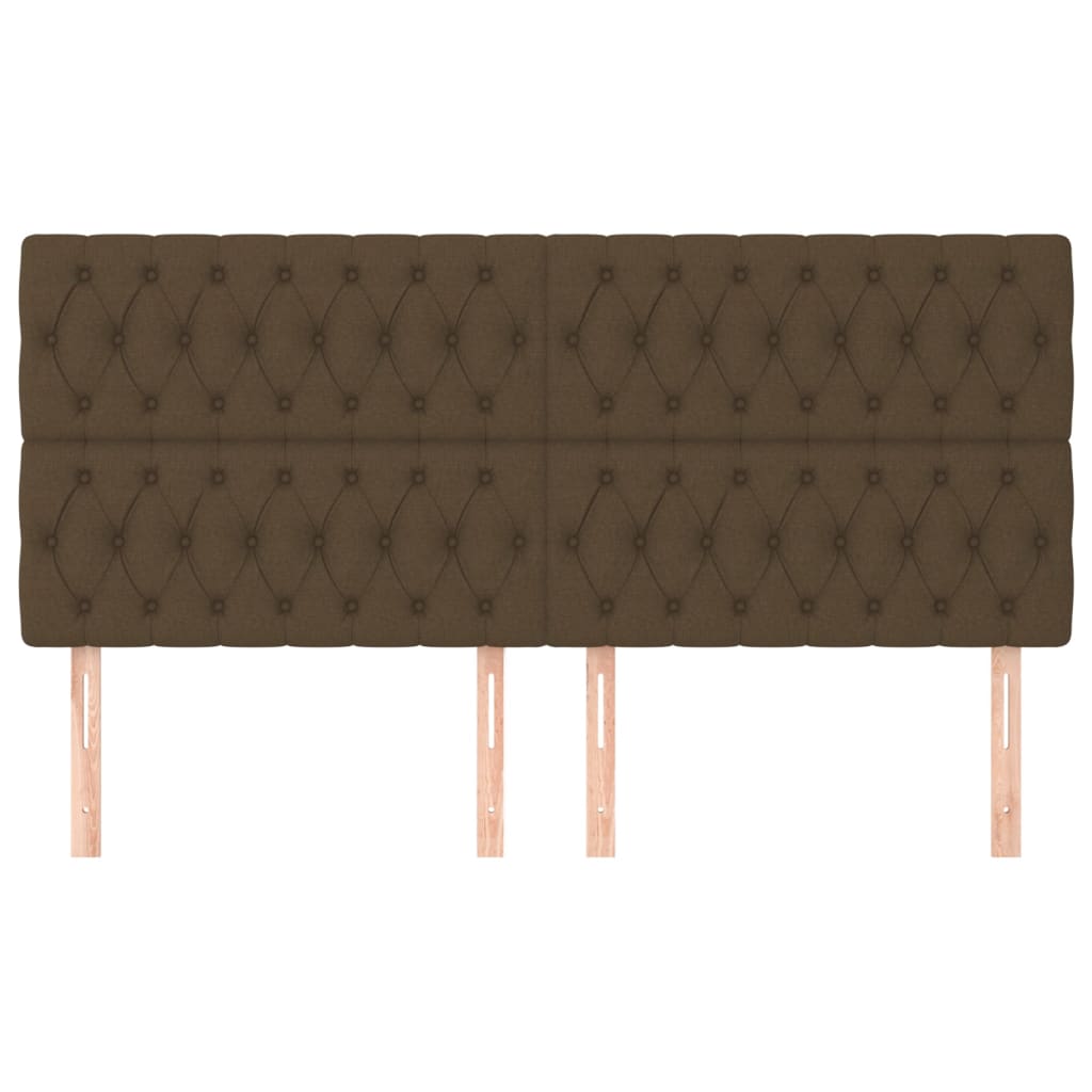 Testiera 4 pz Marrone Scuro 100x7x78/88 cm in Tessuto