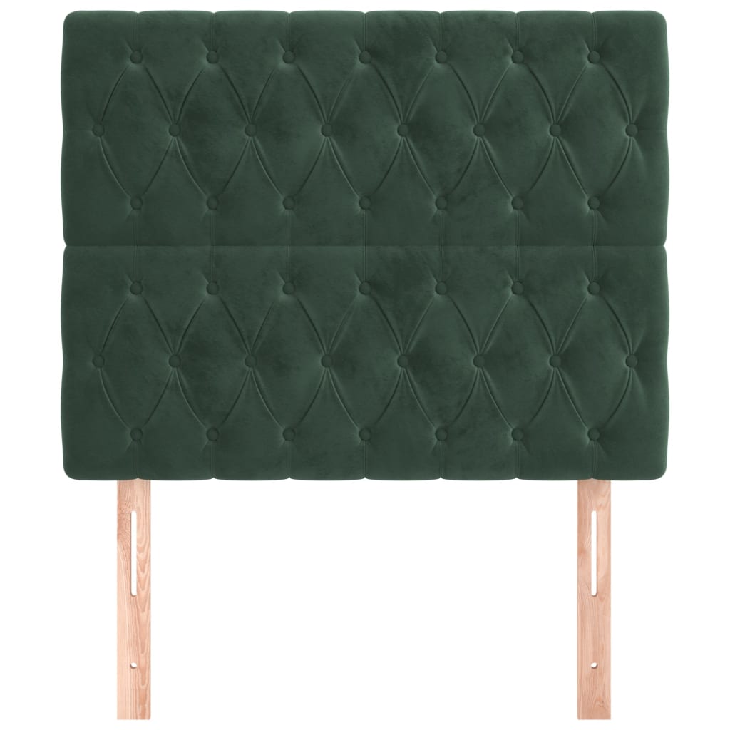 Testiera 2 pz Verde scuro 100x7x78/88 cm in Velluto