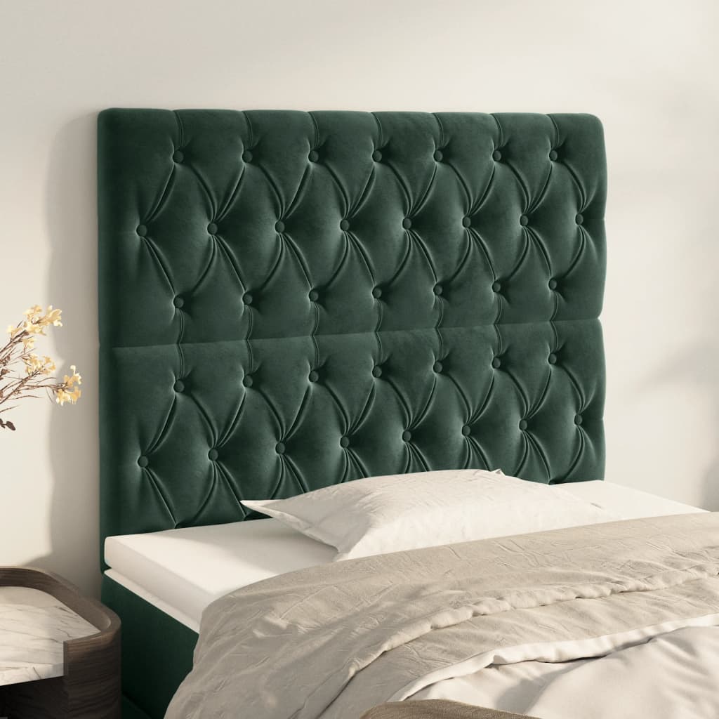 Testiera 2 pz Verde scuro 100x7x78/88 cm in Velluto