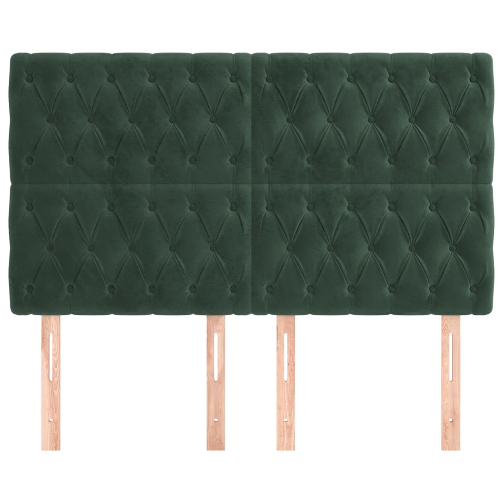 Testiere 4 pz Verde Scuro 72x7x78/88 cm in Velluto
