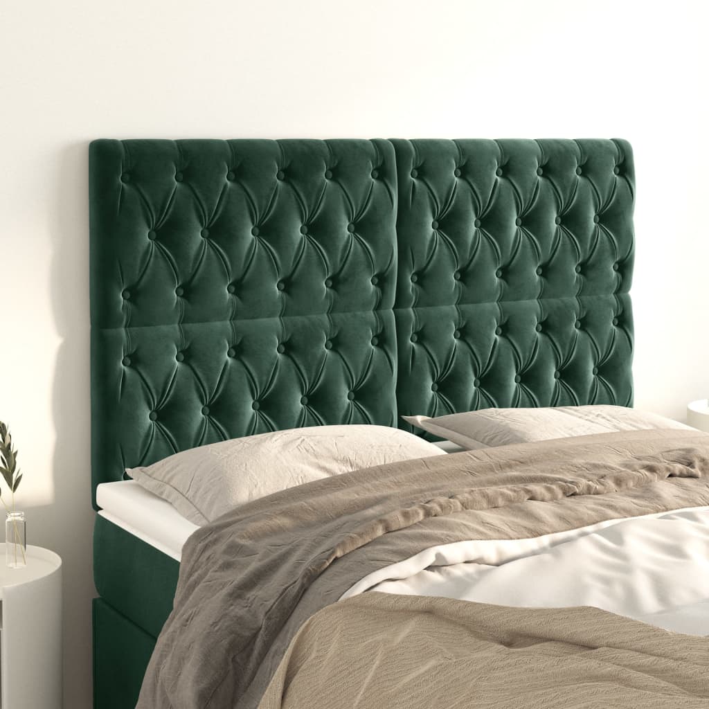 Testiere 4 pz Verde Scuro 72x7x78/88 cm in Velluto