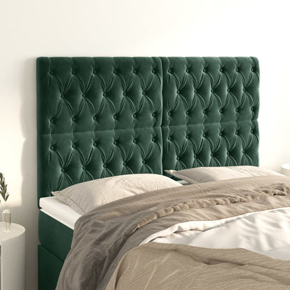 Testiere 4 pz Verde Scuro 72x7x78/88 cm in Velluto