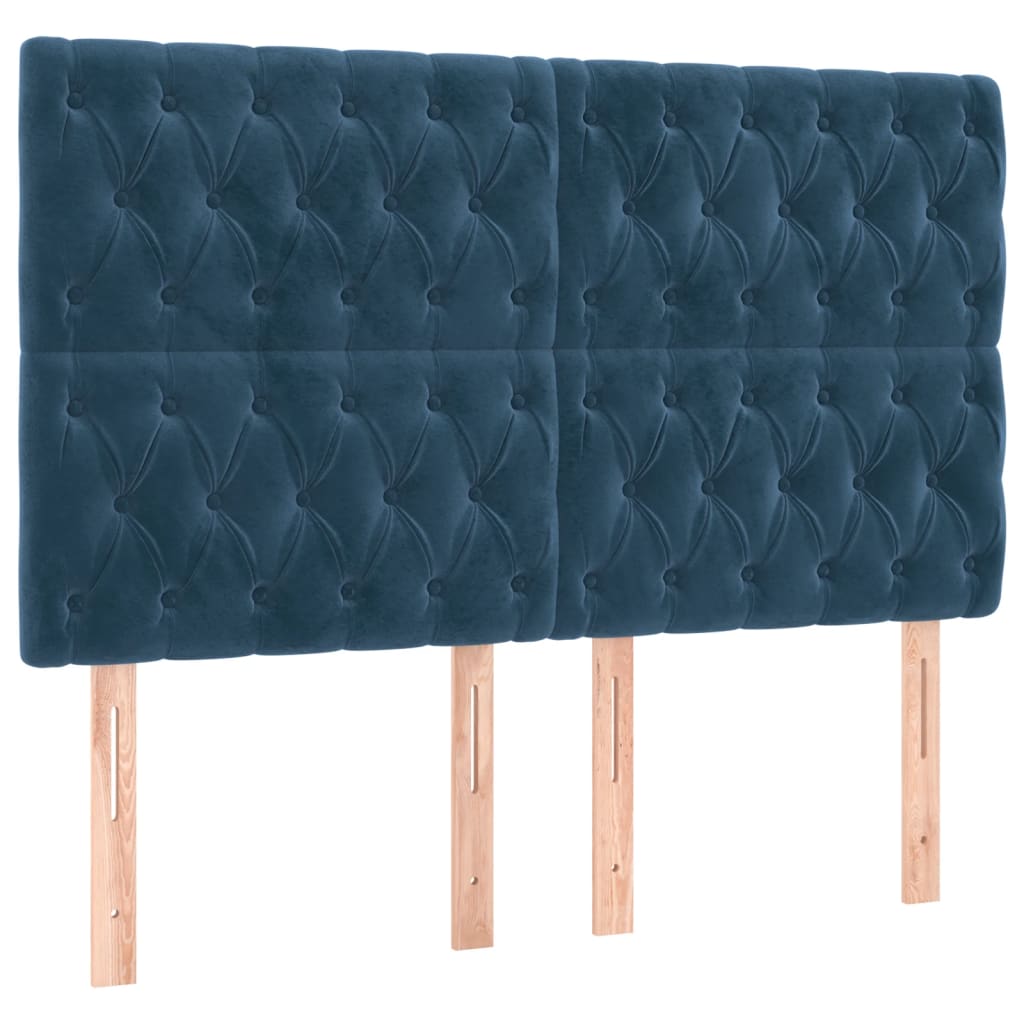 Testiere 4 pz Blu Scuro 72x7x78/88 cm in Velluto