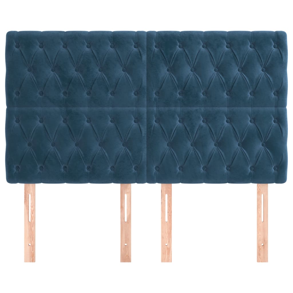 Testiere 4 pz Blu Scuro 72x7x78/88 cm in Velluto