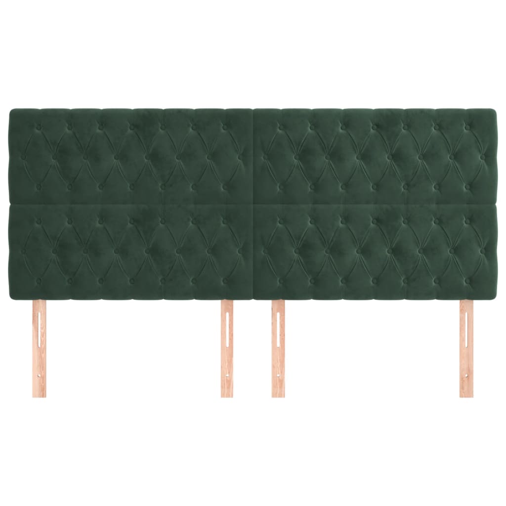 Testiera 4 pz Verde scuro 90 x 7 x 78/88 cm in Velluto