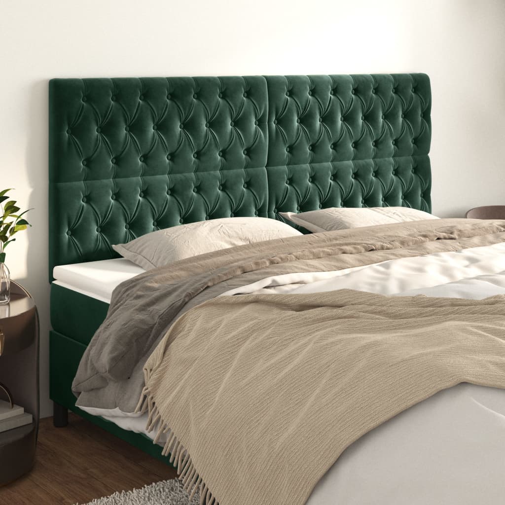 Testiera 4 pz Verde scuro 90 x 7 x 78/88 cm in Velluto